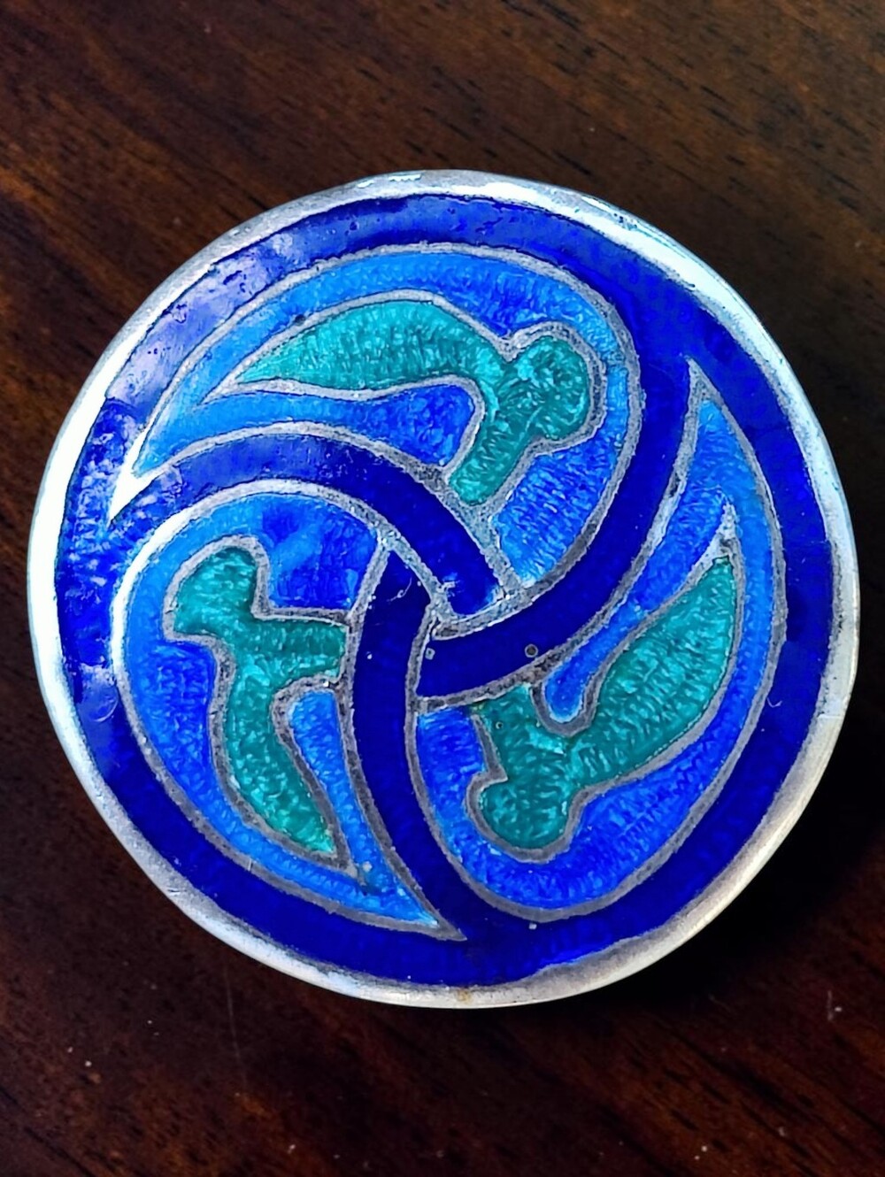Vintage Sterling Scottish Ritchie Iona Enameled Celtic Brooch